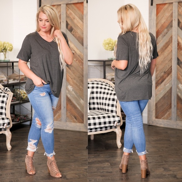 PLUS Charcoal V Neck Tee - Picture 4 of 4